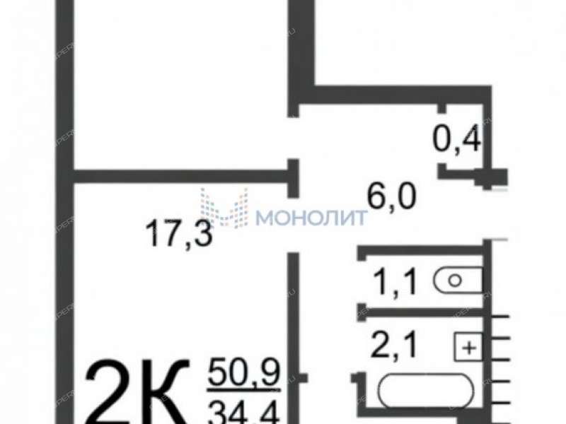 двухкомнатная квартира на улице Васильева дом 12