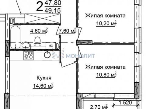 2-komnatnaya-prosp-molodezhnyy-101 фото