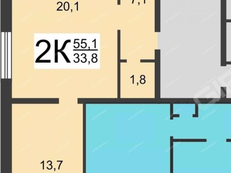 двухкомнатная квартира на улице Веденяпина дом 1а