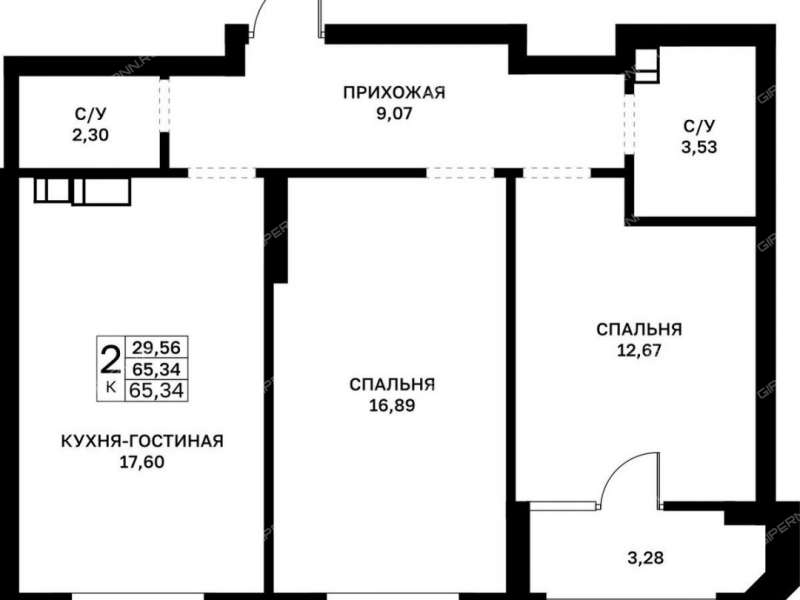 двухкомнатная квартира в новостройке в границах улиц Страж Революции, Гвардейцев, 50-летия Победы, Евгения Никонова, 17