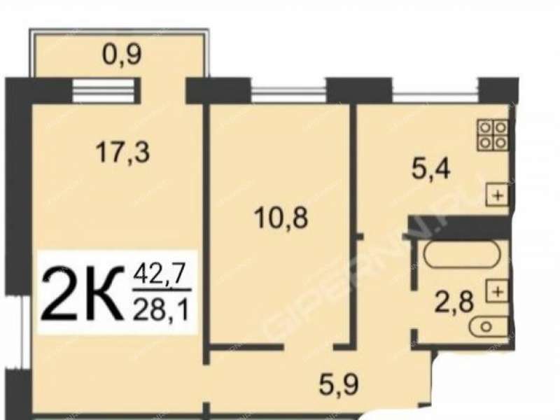 двухкомнатная квартира на улице Станиславского дом 2