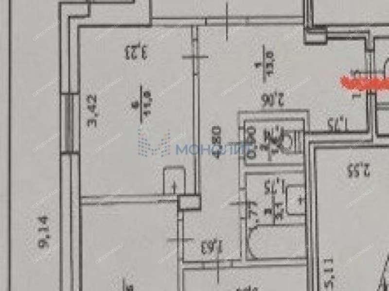трёхкомнатная квартира на улице Родионова дом 167 к1