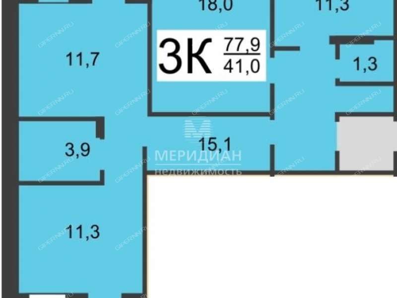 трёхкомнатная квартира на улице Братьев Игнатовых дом 1 к2
