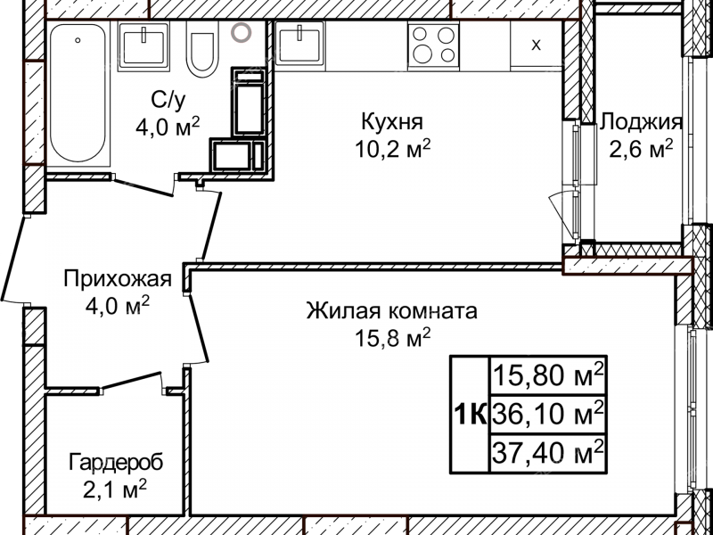 однокомнатная квартира в ЖК Новое Ольгино, дом 1