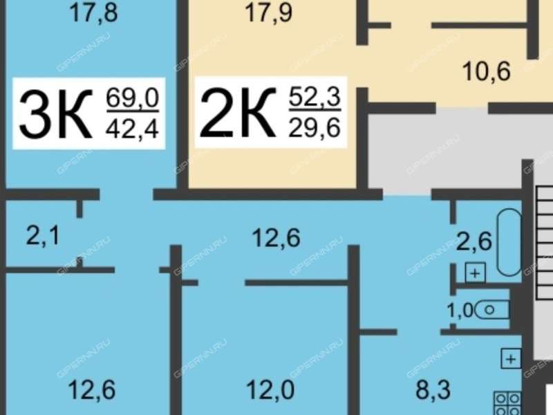 трёхкомнатная квартира на Космической улице дом 55