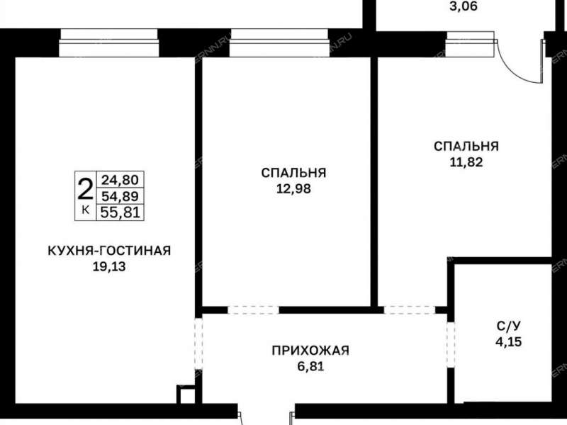 двухкомнатная квартира в новостройке в границах улиц Страж Революции, Гвардейцев, 50-летия Победы, Евгения Никонова, 17