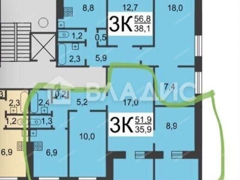трёхкомнатная квартира на Ковалихинской улице дом 72