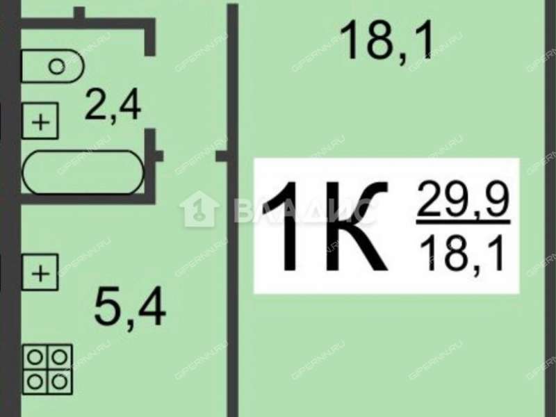 однокомнатная квартира на улице Федосеенко дом 13