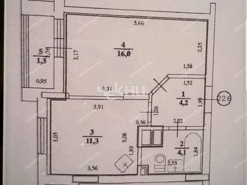 однокомнатная квартира на улице Коперника дом 2