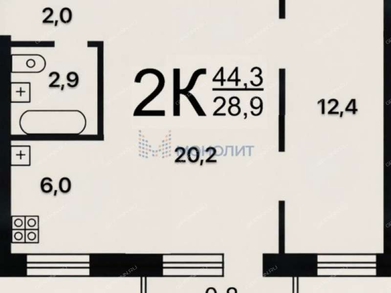 двухкомнатная квартира на улице Нартова дом 19