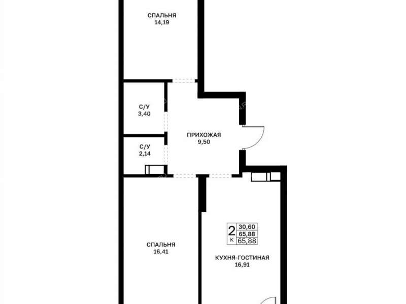 двухкомнатная квартира в границах улиц Страж Революции, Гвардейцев, 50-летия Победы, Евгения Никонова, 17