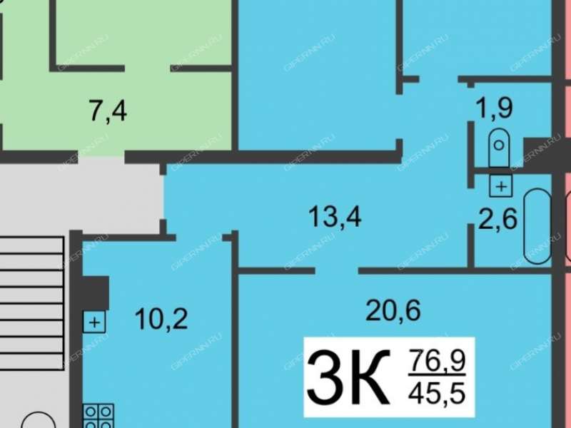 трёхкомнатная квартира на улице Зайцева дом 17