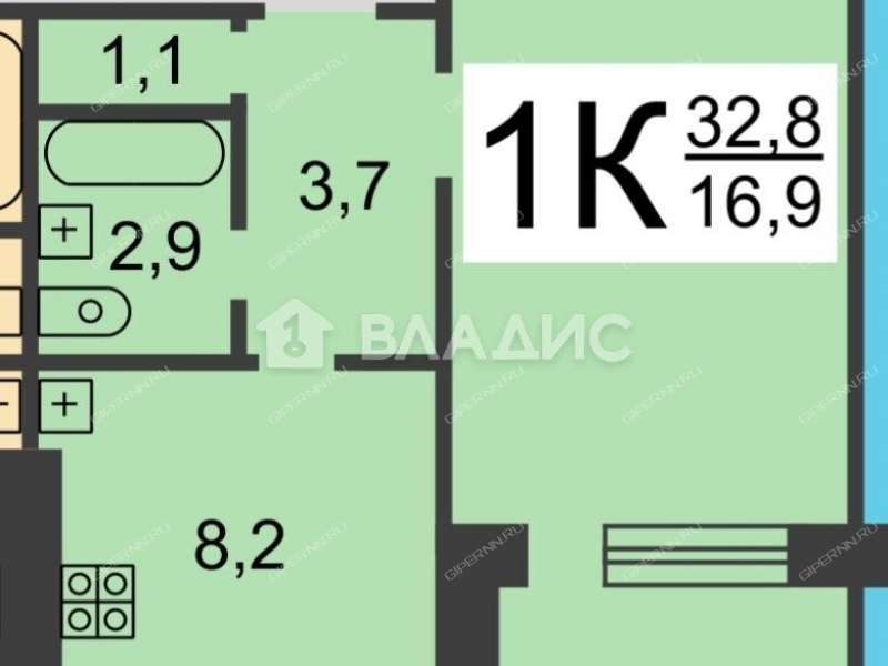однокомнатная квартира на улице Красных Партизан дом 14
